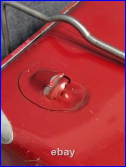 Vintage Drink Red Coca Cola Cooler Icebox Metal Action Mfg 1950's, With Video