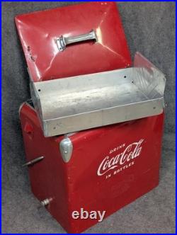 Vintage Drink Red Coca Cola Cooler Icebox Metal Action Mfg 1950's, With Video