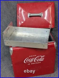Vintage Drink Red Coca Cola Cooler Icebox Metal Action Mfg 1950's, With Video