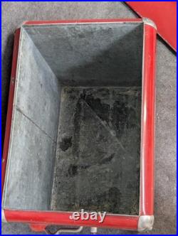 Vintage Drink Red Coca Cola Cooler Icebox Metal Action Mfg 1950's, With Video