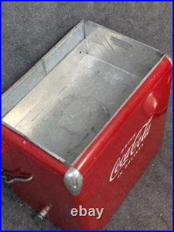 Vintage Drink Red Coca Cola Cooler Icebox Metal Action Mfg 1950's, With Video