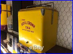Vintage Drink Royal Crown Rc Cola Yellow Metal Cooler Progress Refrigerator Co