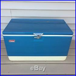 Vintage EXTRA-LARGE Blue Metal COLEMAN Ice Chest Cooler 28x 16x 16