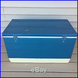 Vintage EXTRA-LARGE Blue Metal COLEMAN Ice Chest Cooler 28x 16x 16
