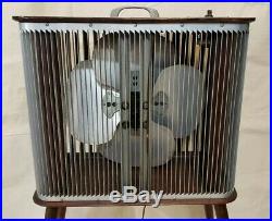 Vintage Electric Fan Mathes Cooler 4-LEG RARE Metal ADJUSTABLE WOOD VANE LOUVERS