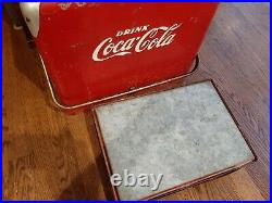 Vintage Embossed Coca-Cola Coke Metal Cooler Progress Refrigerator Co