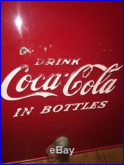 Vintage Embossed Coca Cola Metal Cooler Chest w Bottle Opener 1960's