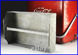 Vintage Embossed Coca Cola Metal Cooler Chest w Tray & Bottle Opener 1950's