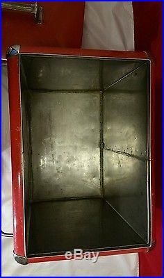 Vintage Embossed Drink Coca-Cola TempRite Metal Cooler with Tray and Side Opener