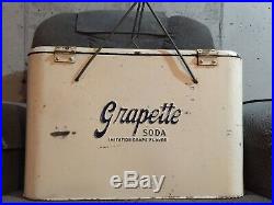 Vintage Embossed Grapette Metal Chest Cooler Progress Refrigerator Co. Original