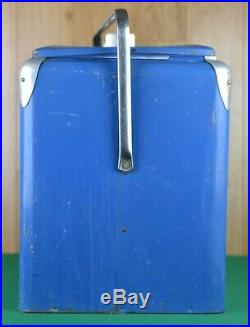 Vintage Embossed Metal Pepsi Cooler Blue White Progress Refrigeration Tray Plug