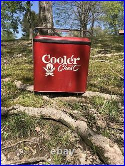 Vintage Eskimo Cooler Chest Mid Century 1950s Red Metal Cooler Soda Beer Ice Box