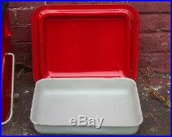 Vintage Eskimo Cooler Chest Mid Century Large Red Metal Cooler Soda Beer Ice Box