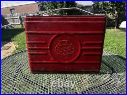 Vintage Falstaff Beer Embossed Metal Portable Cooler Ice Box Vintage Falstaff Beer Embossed Metal Portable Cooler Ice Box