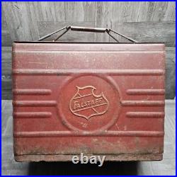 Vintage Falstaff Embossed Metal PicNic Portable Cooler Ice Box