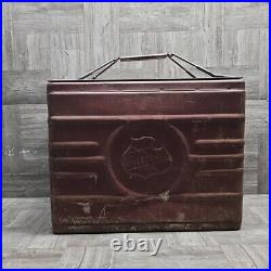 Vintage Falstaff Embossed Metal PicNic Portable Cooler Ice Box