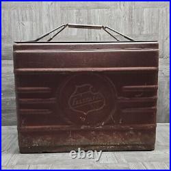 Vintage Falstaff Embossed Metal PicNic Portable Cooler Ice Box