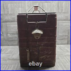 Vintage Falstaff Embossed Metal PicNic Portable Cooler Ice Box