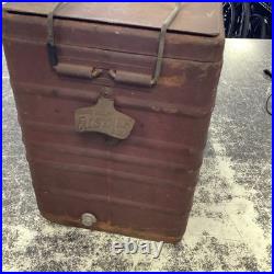 Vintage Falstaff Embossed Metal PicNic Portable Cooler Ice Box with Bottle Opener