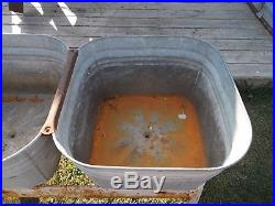 Vintage Farmhouse Galvanized Double Basin withStand Double Wash Tub Cooler Planter