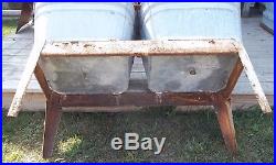 Vintage Farmhouse Galvanized Double Basin withStand Double Wash Tub Cooler Planter