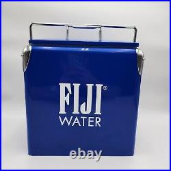 Vintage Fiji Water Cooler Blue Portable Metal Ice Chest RARE SEE PICTURES READ