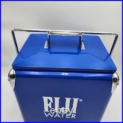 Vintage Fiji Water Cooler Blue Portable Metal Ice Chest RARE SEE PICTURES READ
