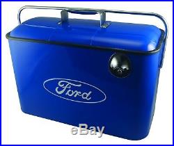 Vintage Ford Metal Cooler BLUE