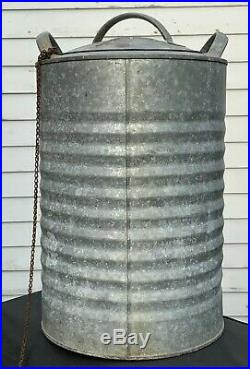 Vintage Galvanized Igloo Metal Water Cooler 5 Gallon Jug Distressed Silver USA