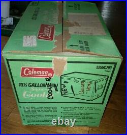 Vintage Green 1979 Coleman Snow-Lite Cooler In Box, 13 1/2 Gallon, Nice