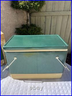 Vintage Green 28 Quart Insulated Coleman 5253-700 Snow-Lite Metal Cooler Withbox