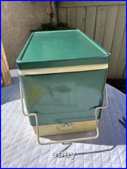 Vintage Green 28 Quart Insulated Coleman 5253-700 Snow-Lite Metal Cooler Withbox