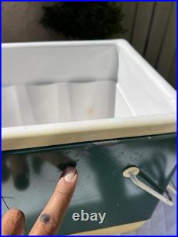 Vintage Green 28 Quart Insulated Coleman 5253-700 Snow-Lite Metal Cooler Withbox