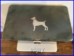 Vintage Green Coleman Canada Cooler Metal Triangle Custom With Dog Ice Chest