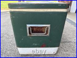 Vintage Green Coleman Metal Ice Cooler Camping Hunting 22 x 13.5 x 16