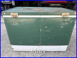 Vintage Green Coleman Metal Ice Cooler Camping Hunting 22 x 13.5 x 16