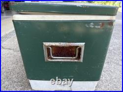 Vintage Green Coleman Metal Ice Cooler Camping Hunting 22 x 13.5 x 16