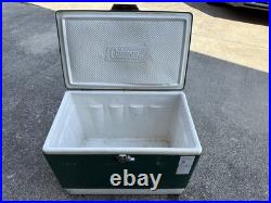 Vintage Green Coleman Metal Ice Cooler Camping Hunting 22 x 13.5 x 16