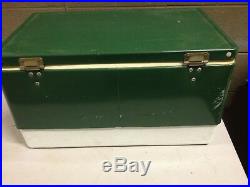 Vintage Green Metal Band Coleman Cooler Ice Chest Camping Gear 22.5x13.5x12.5 c