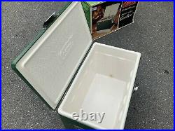 Vintage Green Metal Coleman 54 Quart SNOW-LITE Cooler Original box & Receipt