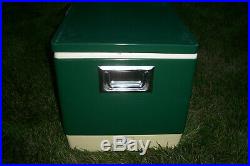 Vintage Green Metal Coleman Cooler Air Tight Lock Ice Chest Cooler 1975