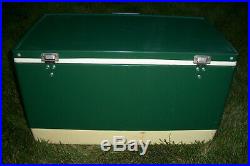Vintage Green Metal Coleman Cooler Air Tight Lock Ice Chest Cooler 1975