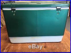 Vintage Green Metal Coleman Cooler Sno-Lite with Trays in Original Box & Papers