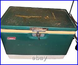 Vintage Green Metal Coleman Cooler Supernatural 1978 Distressed Scratched