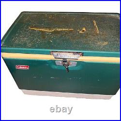 Vintage Green Metal Coleman Cooler Supernatural 1978 Distressed Scratched