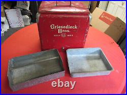 Vintage Griesedieck Brothers Metal Picnic Cooler With Both Inserts
