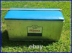 Vintage HAMM'S BEER COOLER Metal Ice Chest Bench Aluminum box 50s large size