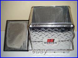 Vintage HUNTER Diamond Plate Metal Beer Cooler Lunch Box Bottle Opener (AS-IS)