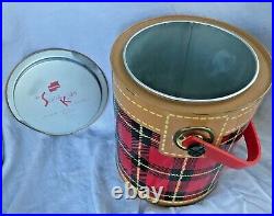 Vintage Hamilton Skotch Kaddy Ice Bucket Cooler Red Plaid Metal & Plastic Handle