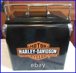 Vintage Harley Davidson Ice Chest Cooler Bar & Shield Retro Metal Cooler
